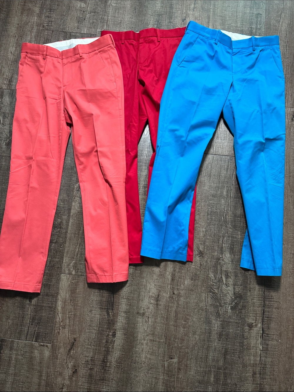 Express Men's Chino Pants - Coral, Red, Bright Blue